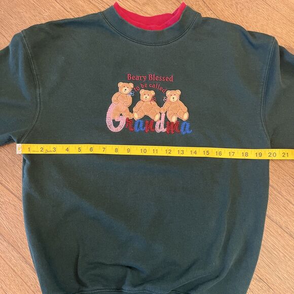 M&C Sportswear Beary Blessed to Be Called Grandma Sweatshirt Adult Size M Green - Picture 4 of 9